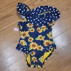 Sunflower Swimsuit One Piece Infant Girl Navy Yellow Peyton And Parker 9 Month